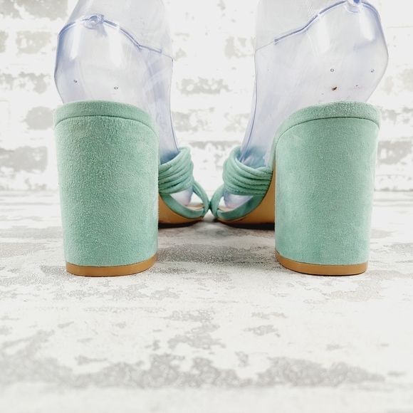 NEW Stuart Weitzman MINT EUCALYPTUS Twist Block Slide High Heel Sandals F404 - Picture 6 of 13